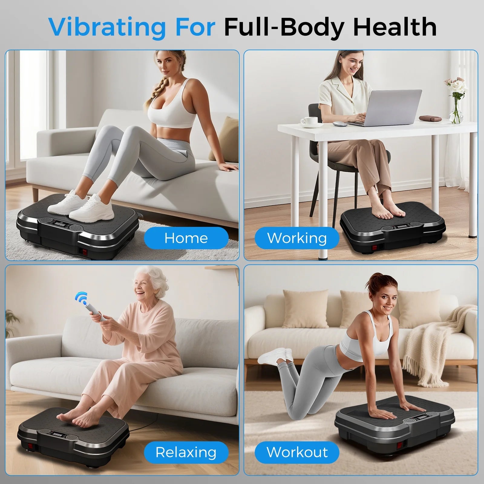 Máquina De Ejercicio Con Placa De Vibración, Máquina De Drenaje Linfático, Plataforma De Vibración Para Entrenamiento Corporal Con Capacidad De 330 Lb, Negro