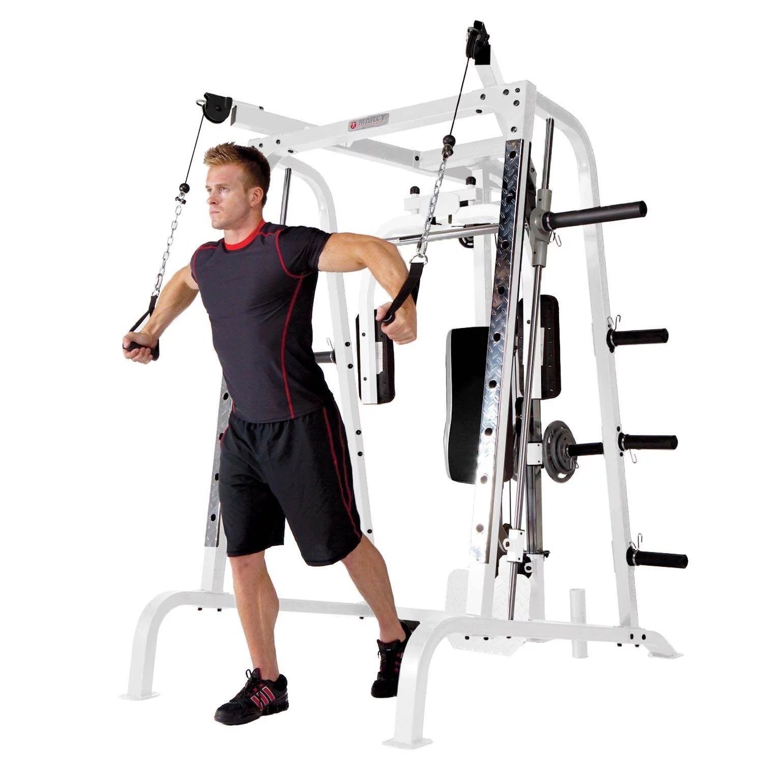 Pro Máquina De Entrenamiento Total Para El Cuerpo Smith Cage, Sistema De Gimnasio, Blanco