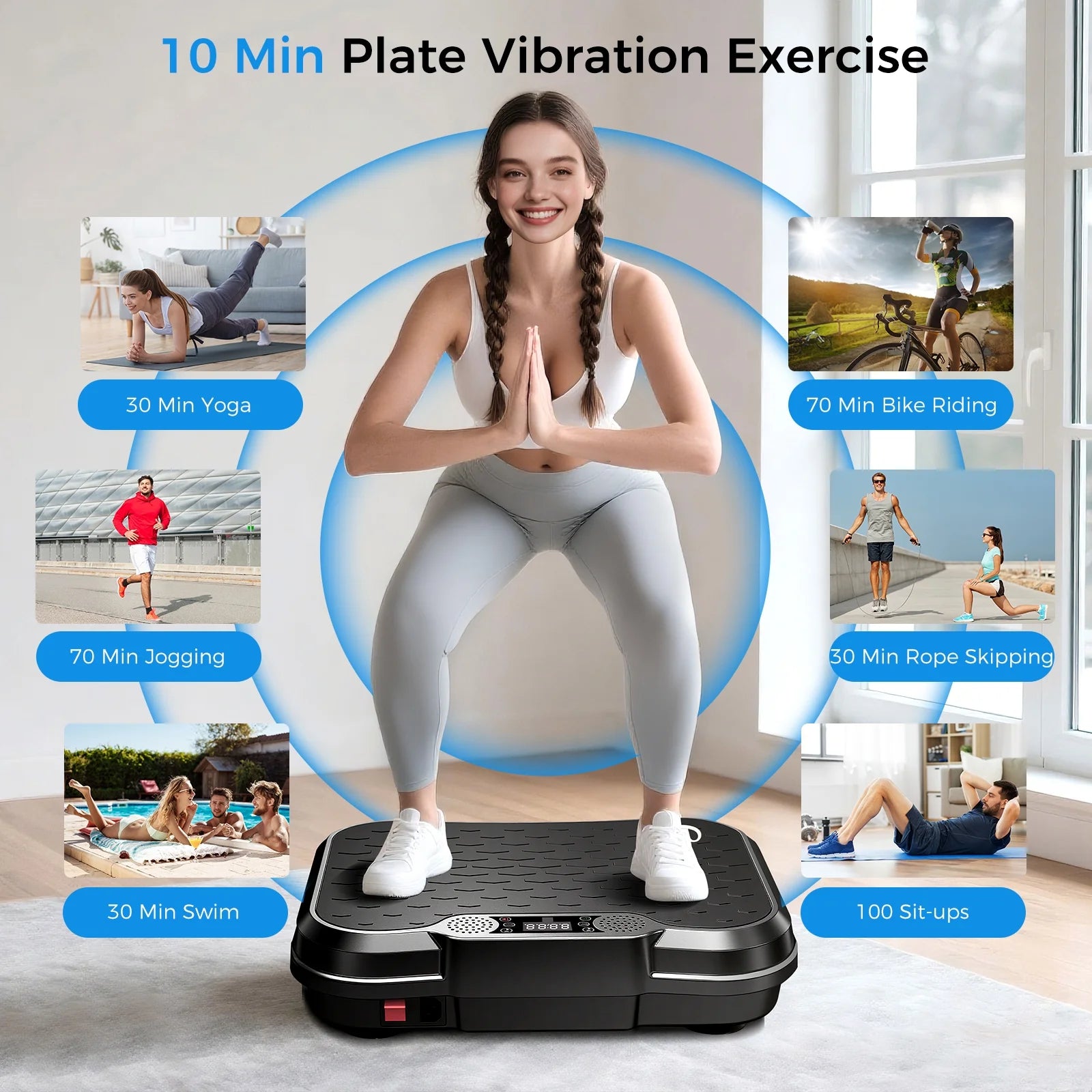 Máquina De Ejercicio Con Placa De Vibración, Máquina De Drenaje Linfático, Plataforma De Vibración Para Entrenamiento Corporal Con Capacidad De 330 Lb, Negro