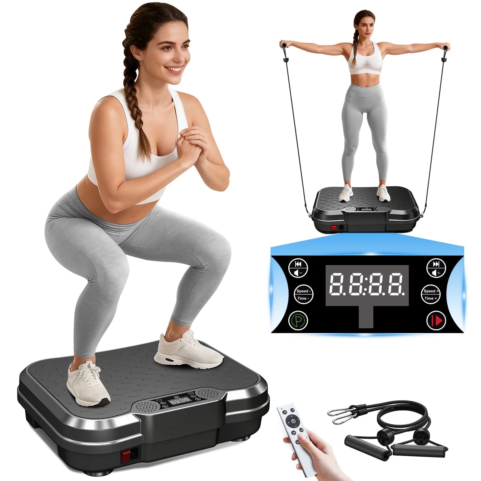 Máquina De Ejercicio Con Placa De Vibración, Máquina De Drenaje Linfático, Plataforma De Vibración Para Entrenamiento Corporal Con Capacidad De 330 Lb, Negro