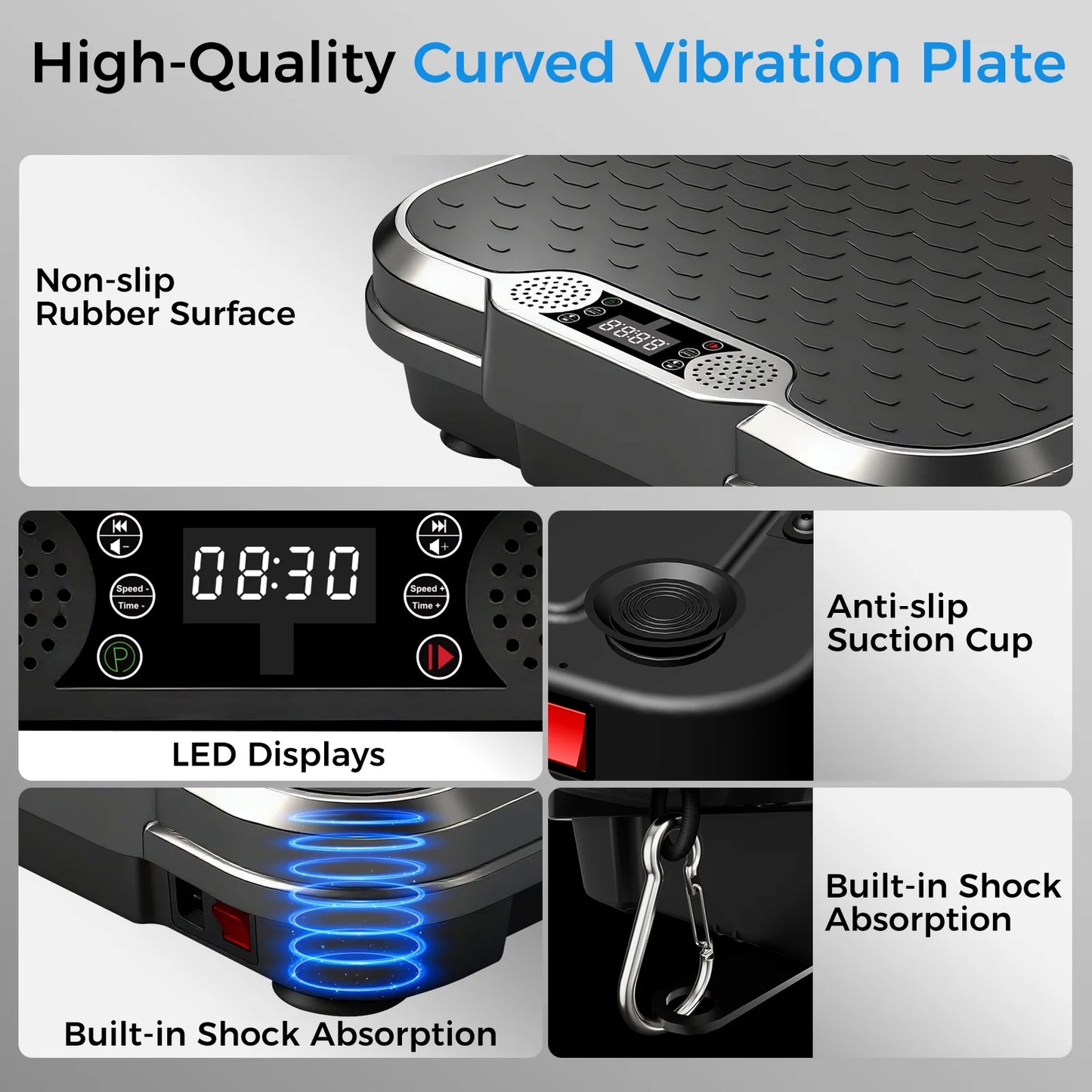 Máquina De Ejercicio Con Placa De Vibración, Máquina De Drenaje Linfático, Plataforma De Vibración Para Entrenamiento Corporal Con Capacidad De 330 Lb, Negro